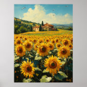 Sonnenblumenfeld und toskanische Hütte Impressioni Poster (Vorne)
