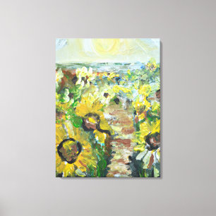 Sonnenblumenfeld unter strahlender Sonne Leinwanddruck