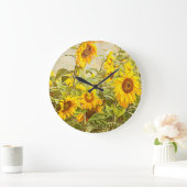 Sonnenblumenfeld Vintag Antike Gelbe Kunst Große Wanduhr (Zuhause)