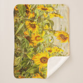 Sonnenblumenfeld Vintag Gelb-Gelb-Landkunst Sherpadecke (Vorderseite)