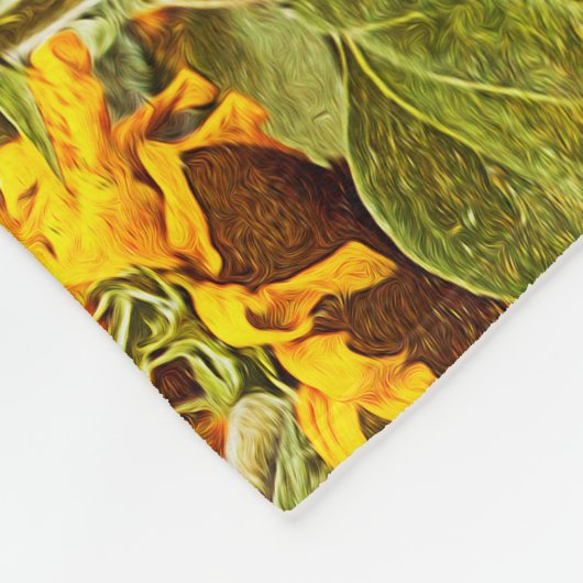 Sonnenblumenfeld Vintag Gelb-Grün-Art Fleecedecke (Ecke)