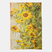 Sonnenblumenfeld Vintag Gelbe Bauernstil Geschirrtuch (Vertikal)