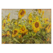 Sonnenblumenfeld Vintag Gelbes Land Rustikal Schneidebrett (Vorderseite)
