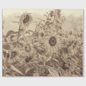 Sonnenblumenfeld Vintag Sepia Tone Decoupage Geschenkpapier (Flach)