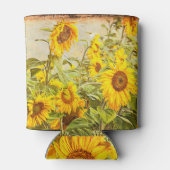 Sonnenblumenfeld Vintag Sommergrün rustikal Dosenkühler (Rückseite)