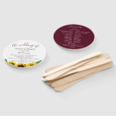 Sonnenblumenfelder Bordeaux Hochzeitsprogramm Fächer (Non-assembled)