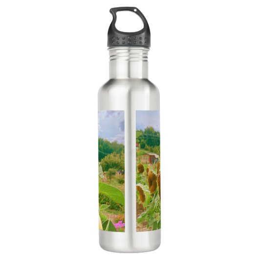 Sonnenblumenfelder Edelstahlflasche (Rückseite)