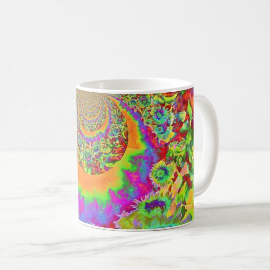 Sonnenblumenfelder für immer - abstrakte boho blum kaffeetasse (VorderseiteRechts)