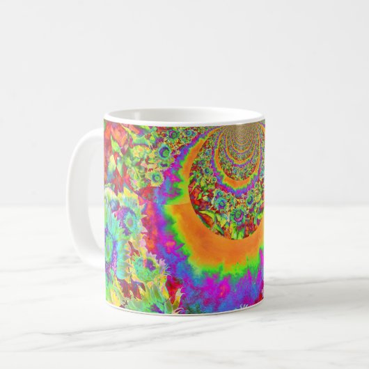 Sonnenblumenfelder für immer - abstrakte boho blum kaffeetasse (Vorderseite Links)