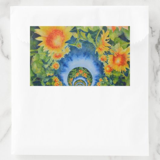 Sonnenblumenfelder für immer rechteckiger aufkleber (Tasche)