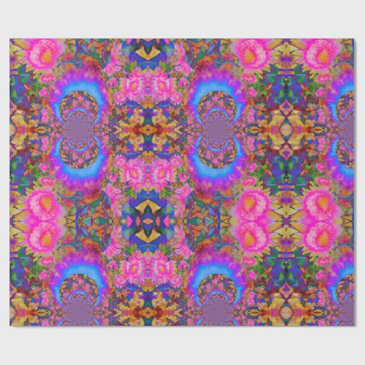 Sonnenblumenfelder für immer rosa abstrakte Blume Geschenkpapier (Flach)