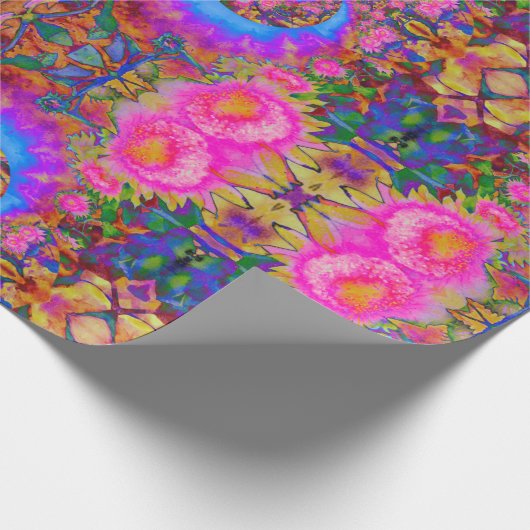 Sonnenblumenfelder für immer rosa abstrakte Blume Geschenkpapier (Ecke)