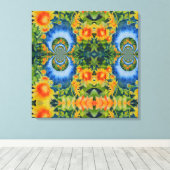 Sonnenblumenfelder für immer, surreale Retro-Sonne Leinwanddruck (Insitu (Holzboden))