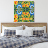 Sonnenblumenfelder für immer, surreale Retro-Sonne Leinwanddruck (Insitu (Schlafzimmer))