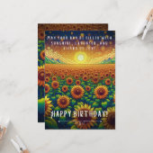Sonnenblumenfelder Geburtstagskarte Karte (Vorderseite/Rückseite Beispiel)