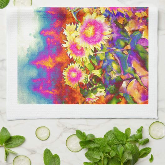 Sonnenblumenfelder Geschirrtuch (Gefaltet)