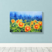 Sonnenblumenfelder Leinwanddruck (Insitu (Holzboden))