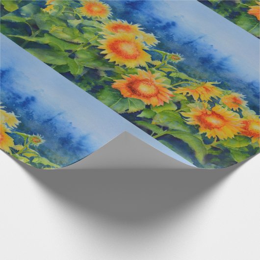 Sonnenblumenfelder - Nebel am Morgen Geschenkpapier (Ecke)