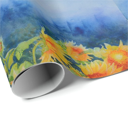 Sonnenblumenfelder - Nebel am Morgen Geschenkpapier (Rolleneckpunkt)