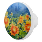 Sonnenblumenfelder orange-gelbe Blumenfelder Keramikknauf (Rechts)