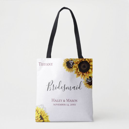 Sonnenblumenfelder Personalisiert Bridesmaid Tasche (Vorderseite)