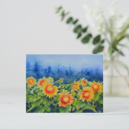 Sonnenblumenfelder Postkarte (Stehend Vorderseite)