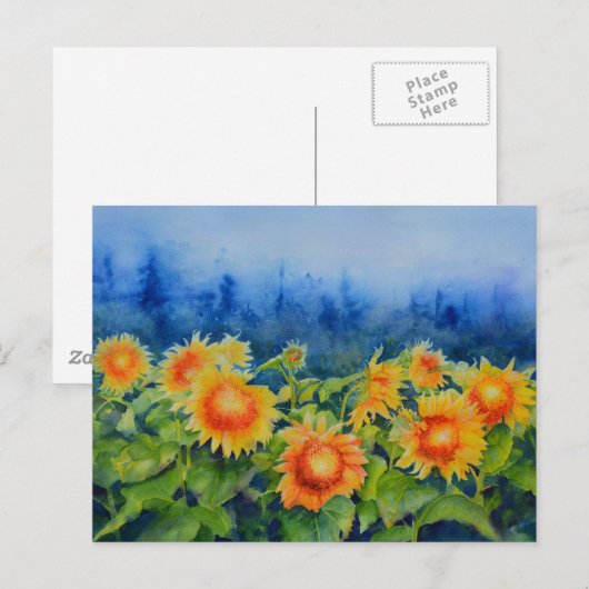 Sonnenblumenfelder Postkarte (Vorne/Hinten)