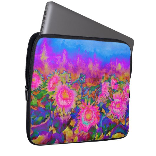 Sonnenblumenfelder - rosa laptopschutzhülle (Vorne Rechts)