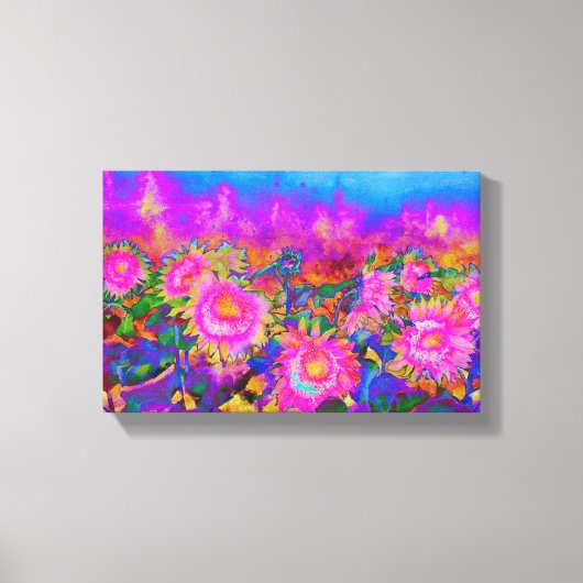 Sonnenblumenfelder - rosa leinwanddruck (Vorderseite)