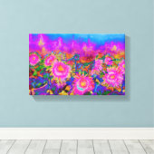 Sonnenblumenfelder - rosa leinwanddruck (Insitu (Holzboden))