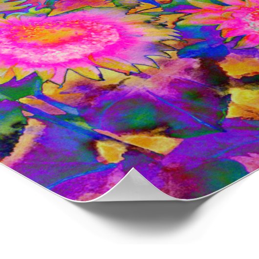 Sonnenblumenfelder - rosa poster (Ecke)