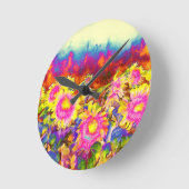 Sonnenblumenfelder Runde Wanduhr (Winkel)