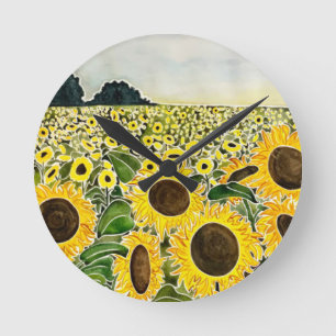 Sonnenblumenfelduhr Runde Wanduhr