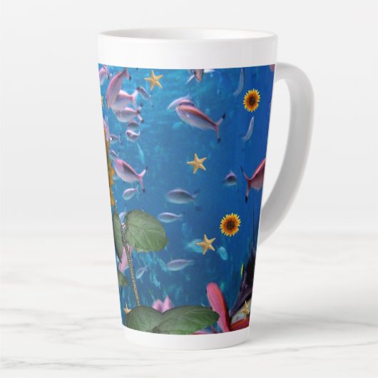 Sonnenblumenfisch Latte Tasse (Rechte Ecke)