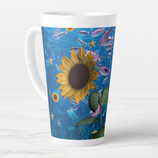 Sonnenblumenfisch Latte Tasse (Linke Ecke)