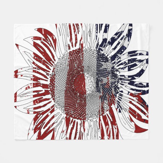 Sonnenblumenflagge Fleecedecke (Vorderseite (Horizontal))