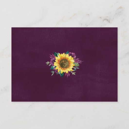 Sonnenblumenflora Rose Hochzeitsempfang Begleitkarte (Rückseite)