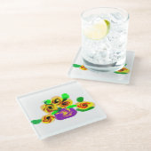 Sonnenblumenfreude Glasuntersetzer (Schrägansicht)