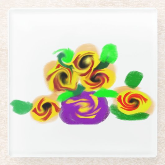 Sonnenblumenfreude Glasuntersetzer (Vorderseite)