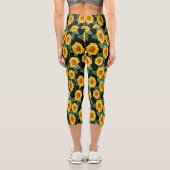 Sonnenblumenfreude - Nahtlose Blüte Capri Leggings (Rückseite)