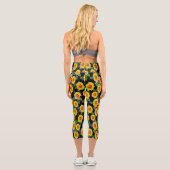 Sonnenblumenfreude - Nahtlose Blüte Capri Leggings (Rückseite)