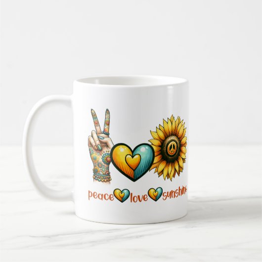 Sonnenblumenfrieden Personalisiert Kaffeetasse (Links)