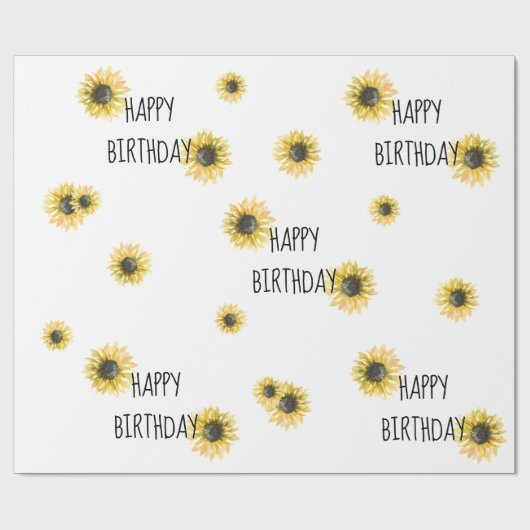 Sonnenblumenfröhliches Geburtstagspapier Geschenkpapier (Flach)