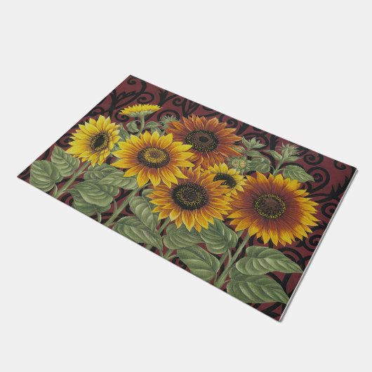 Sonnenblumenfront Eintrittsmatte, Sommer Fußmatte (Schrägansicht)