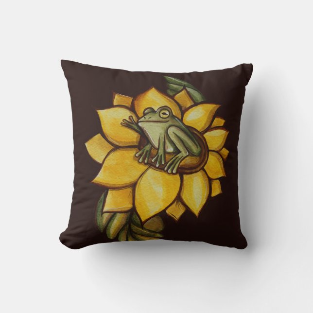 Sonnenblumenfrosch Blume Kissen (Vorderseite)