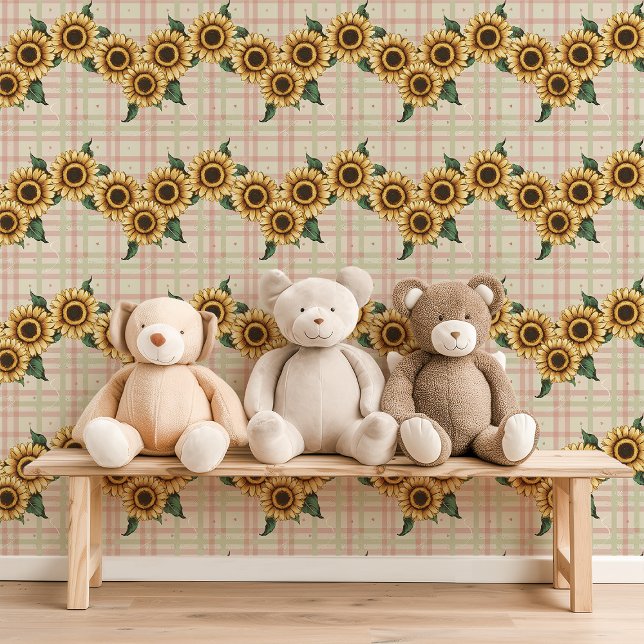 Sonnenblumengarland Kariert Tapete (Von Creator hochgeladen)
