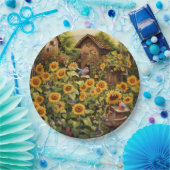 Sonnenblumengarten 12 Vogelhäuser Blaue Vögel Pappteller (Party)