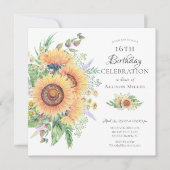 Sonnenblumengarten 16. Geburtstag Einladung (Vorderseite)