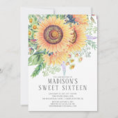 Sonnenblumengarten 16 . Geburtstag Party Einladung (Vorderseite)
