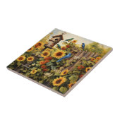 Sonnenblumengarten 5 Vogelhäuser Blaue Vögel Fliese (Seite)